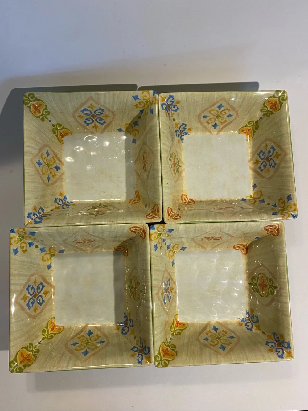 Cynthia Coulter Home Designs Melamine Square Bowls Set 4 Moroccan Tile Pattern